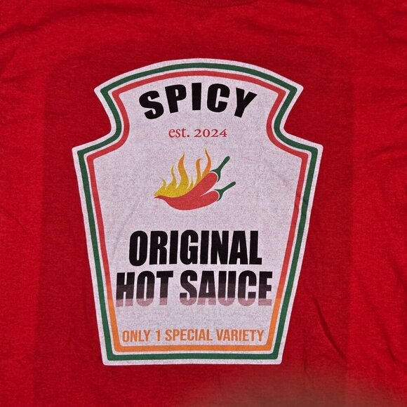 Gildan Red L T-Shirt Original Spicy Hot Sauce Tee‎ Foodie Streetwear Humor - Picture 5 of 12